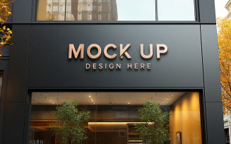 3d logo mockup corporation building sign psd