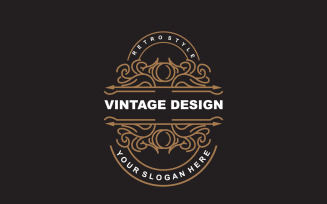 Retro Vintage Design Minimalist Ornament Logo V25