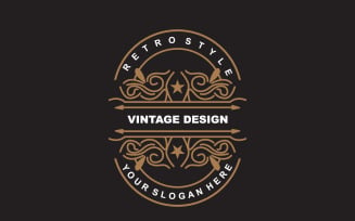 Retro Vintage Design Minimalist Ornament Logo V28