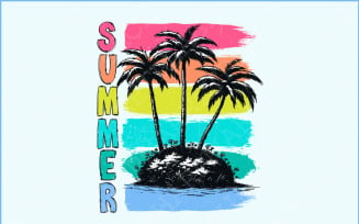 Summer Vibes PNG, Beach Vibes PNG, Hello Summer PNG, Bright Doodle, Lake Days png, Tropical Palm