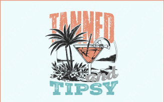 Tanned and Tipsy PNG, Summer PNG, Retro Summer png, Trendy Summer PNG, Beach png, Sublimation