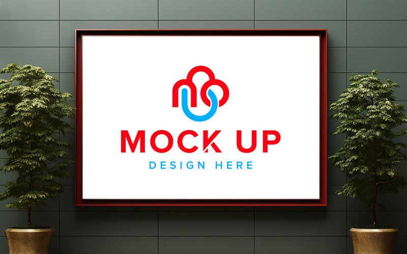 White wall mount billboard mockup psd Product Mockup