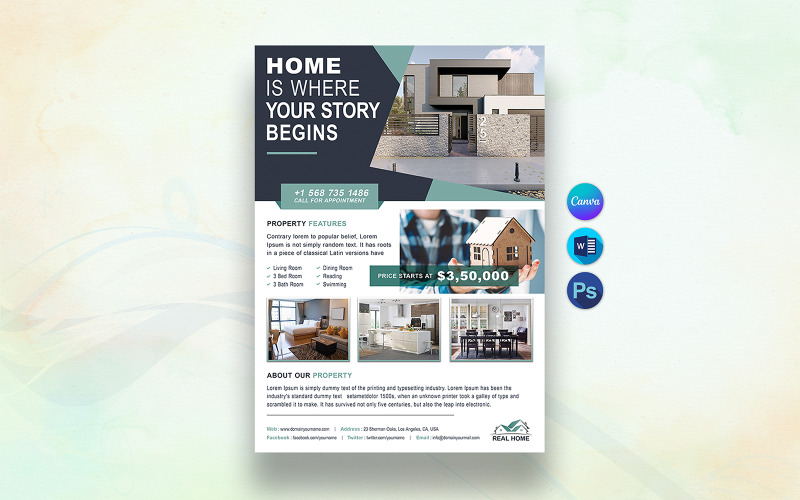Canva Real Estate Flyer Design Template Corporate Identity