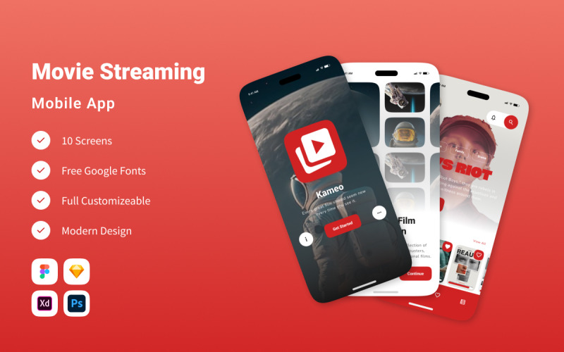 Kameo - Movie Streaming Mobile App UI Element