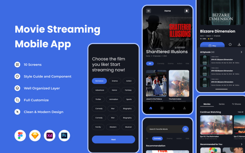 Pluto - Movie Streaming Mobile App UI Element