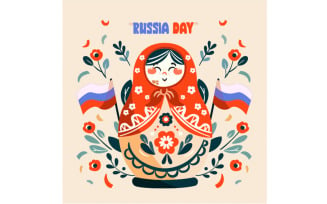 Russia Day Background with Flowers Illustration