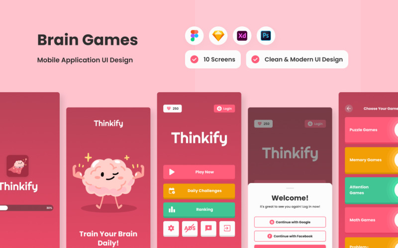 Thinkify - Brain Games Mobile App UI Element
