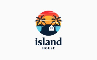House Island Beach Sea Sun Logo