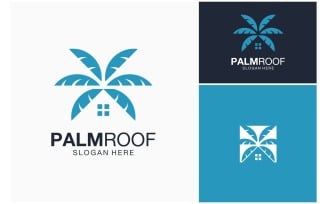House Roof Palm Leaves Logo
