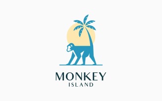 Monkey Primate Palm Island Logo