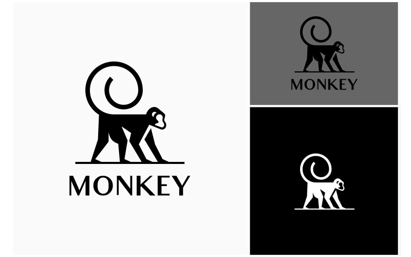Monkey Primate Silhouette Logo Logo Template