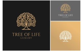 Tree Wavy Branch Line Luxury Logo