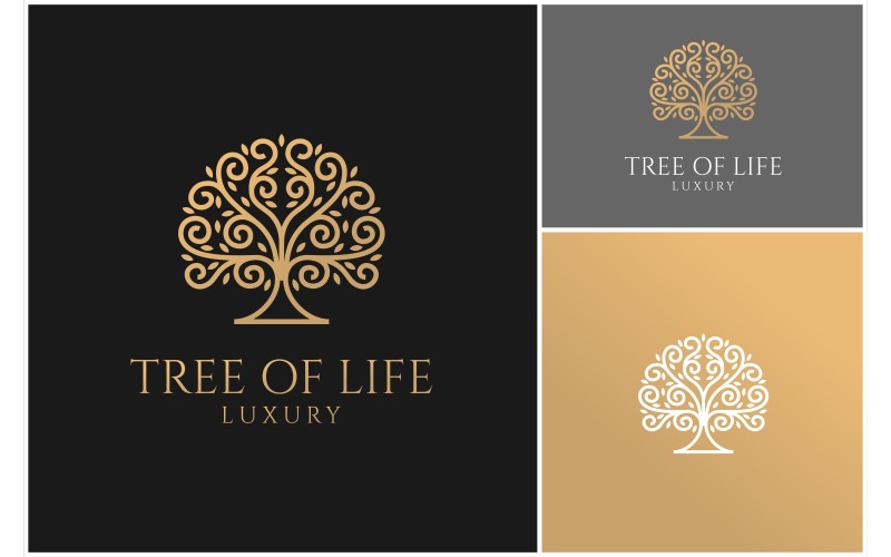 Tree Wavy Branch Line Luxury Logo Logo Template