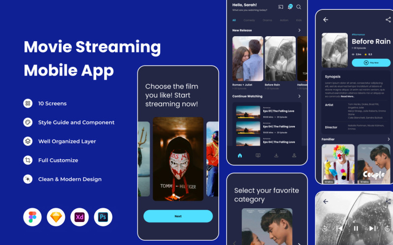Tuba - Movie Streaming Mobile App UI Element