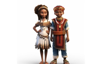 Boy And Girl Couple World Races In Traditional Cultural Dress 216