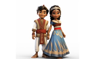 Boy And Girl Couple World Races In Traditional Cultural Dress 217