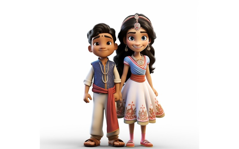 Boy And Girl Couple World Races In Traditional Cultural Dress 219 Illustration