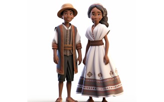 Boy And Girl Couple World Races In Traditional Cultural Dress 233