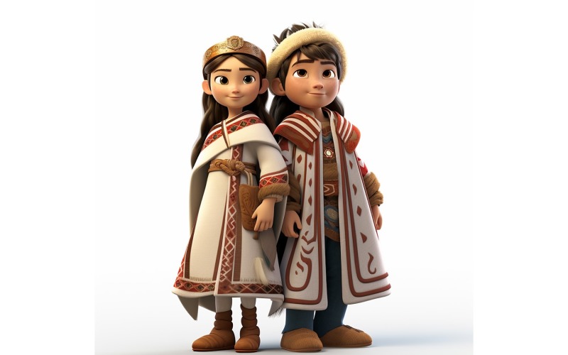 Boy And Girl Couple World Races In Traditional Cultural Dress 241 Illustration