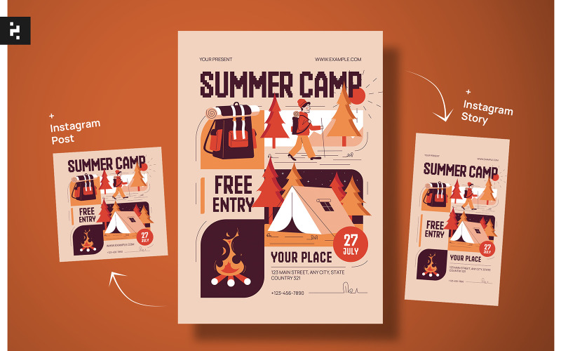 Brown Creative Summer Camp Flyer Corporate Identity