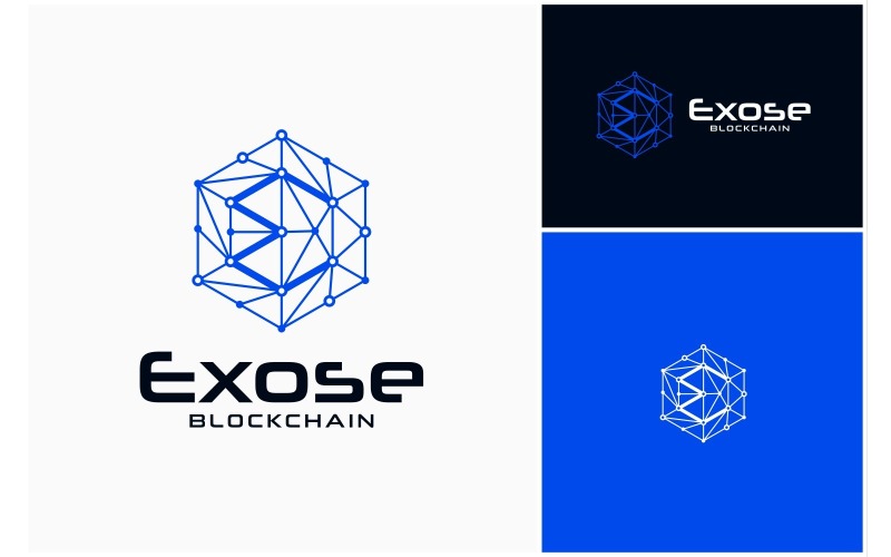 Blockchain Network Letter E Logo Logo Template