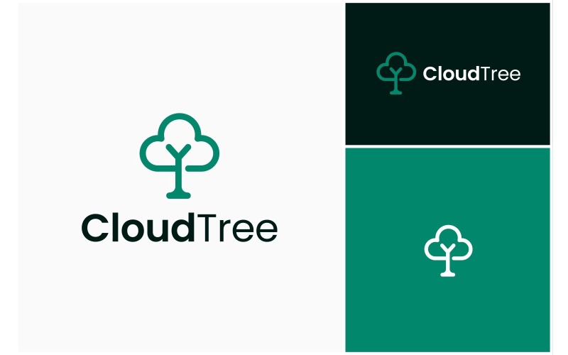Cloud Sky Tree Nature Simple Logo Logo Template