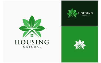 House Roof Leaves Green Logo