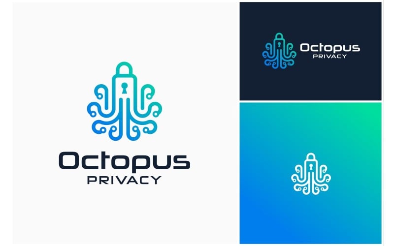 Octopus Privacy Technology Logo Logo Template