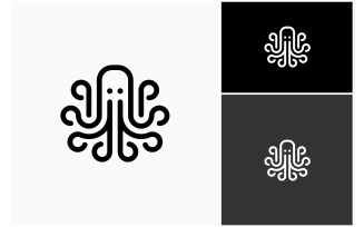 Octopus Squid Line Art Logo