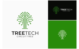 Tree Circuit Electronic Tech Logo