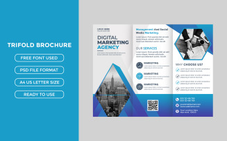 Trifold Brochure Cover Layout with Blue Gradients