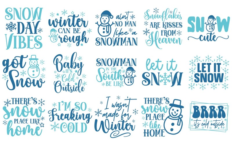 Whimsical Winter Snow Vibes SVG | Festive Holiday Illustrations | Digital Download T-shirt