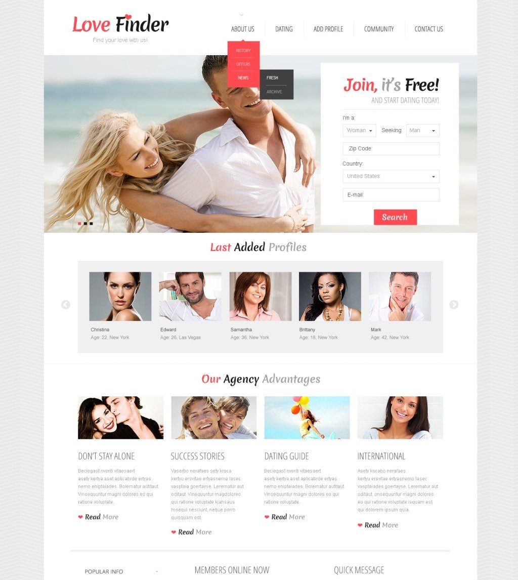 Live demo for Dating Website Template 42185