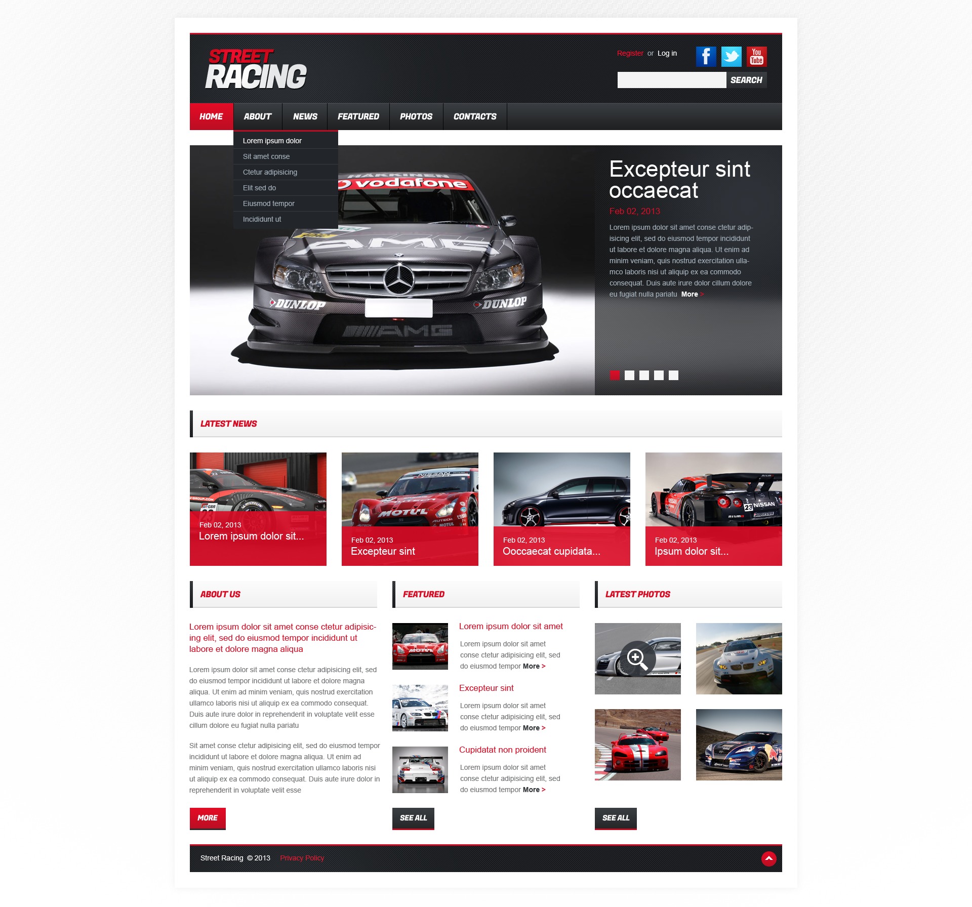 Plantilla Web Responsive para Sitio de Carreras de coches #42121 - captura de pantalla