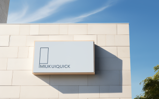 Wall Mounted Sign on Building Mockup 54