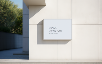 Wall Mounted Sign on Building Mockup 55