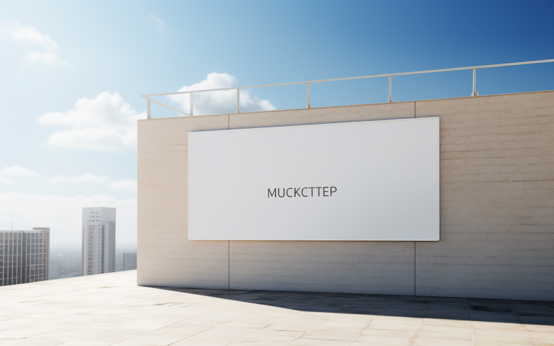 Wall Mounted Sign on Building Mockup 57. Illustration