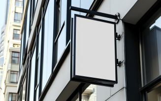 Wall Mounted Sign on Building Mockup 84
