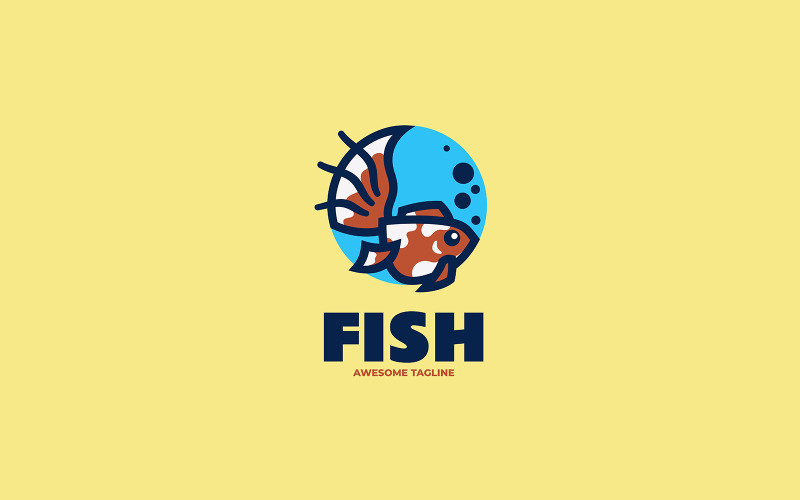 Betta Fish Simple Mascot Logo 2 Logo Template