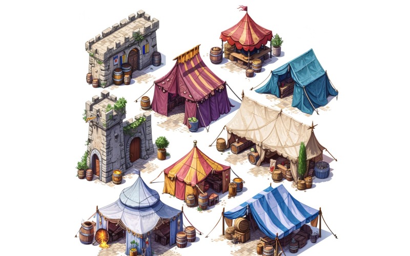 Large Marketplace Set of Video Games Assets Sprite Sheet 6 Illustration