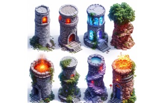 Mage towers Set of Video Games Assets Sprite Sheet 1