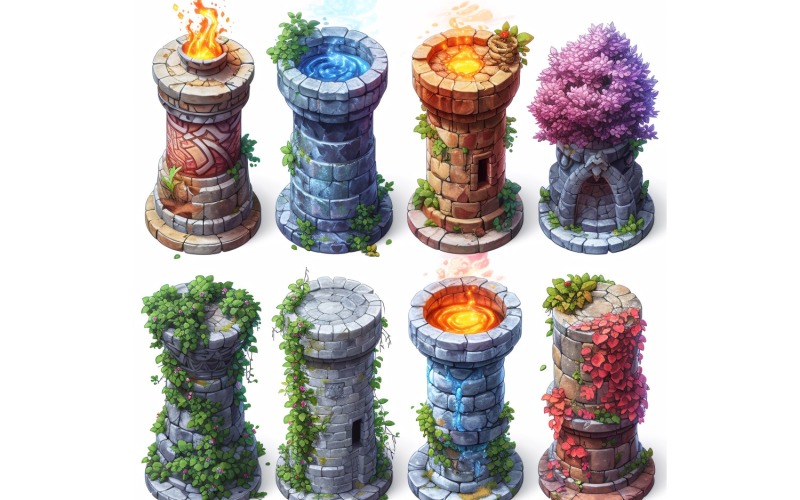 Mage towers Set of Video Games Assets Sprite Sheet 2 Illustration