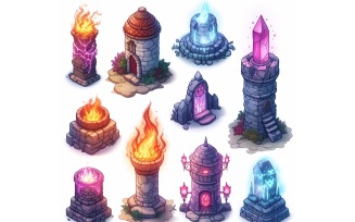 Mage towers Set of Video Games Assets Sprite Sheet 3