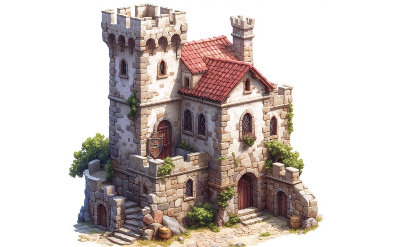 Medieval Barracks Set of Video Games Assets Sprite Sheet 5 Illustration