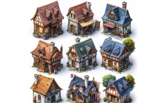Fantasy Buildings Set of Video Games Assets Sprite Sheet 2