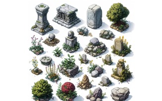 Graveyard Set of Video Games Assets Sprite Sheet 2
