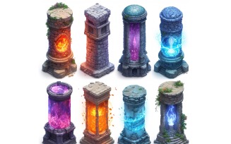 Mage towers Set of Video Games Assets Sprite Sheet 12