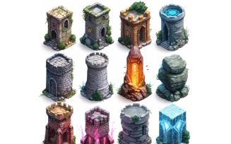 Mage towers Set of Video Games Assets Sprite Sheet 5