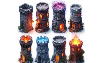 Mage towers Set of Video Games Assets Sprite Sheet 8