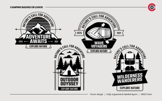 Badges or Emblem Logos for Camping & Forest Adventure